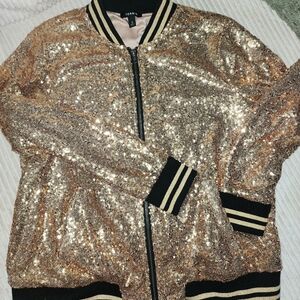 Gold sequin bomber jacket